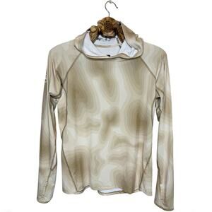 Backcountry Tahoe Sun Hoodie Abstract Topographic Pattern Graphic Print Tan M